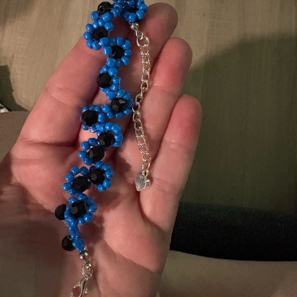 Blue and Black Beaded Bracelet